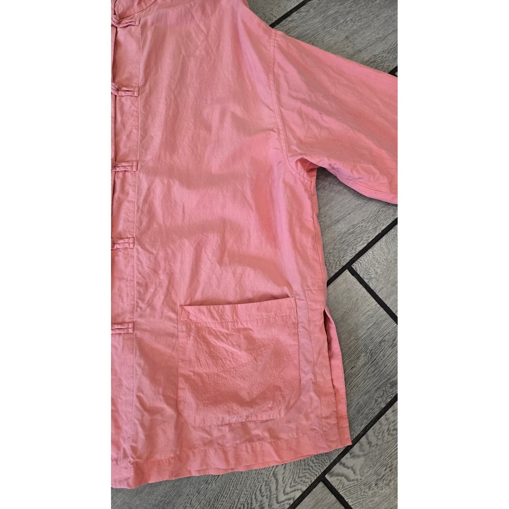 Vintage Absolute Pink 100% Silk Mandarin Collar Frog Closure Jacket Large - Picture 3 of 8